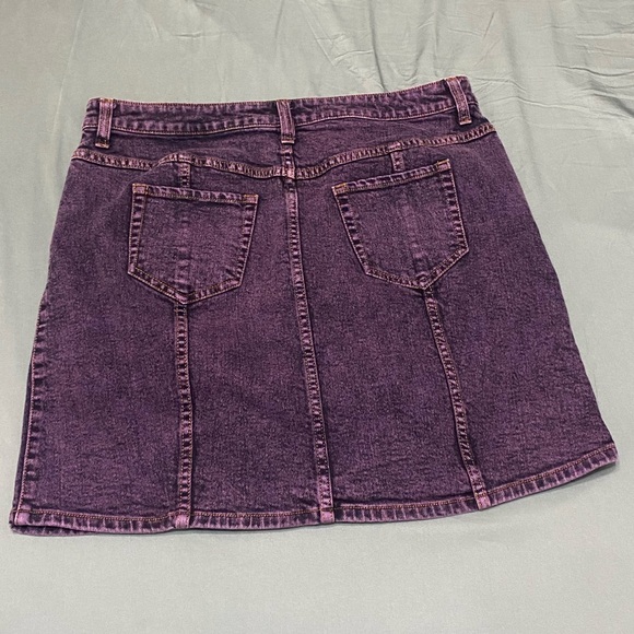 Hot Topic Acid Wash Denim Mini Skirt - Size XL - Purple - Picture 2 of 4